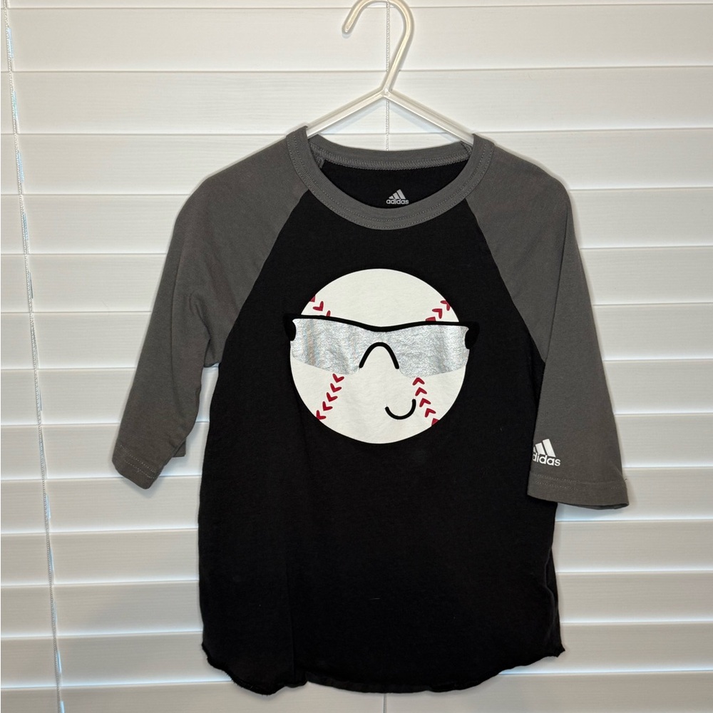 Adidas Kids Black and Gray Long Sleeve Tee